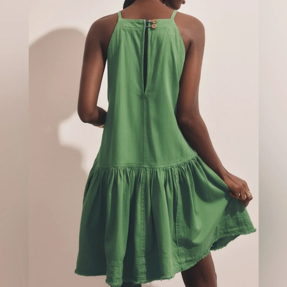 Pilcro Kyla Cotton Flounce Mini Dress in Green - NWOT - Size Small - Picture 2 of 11